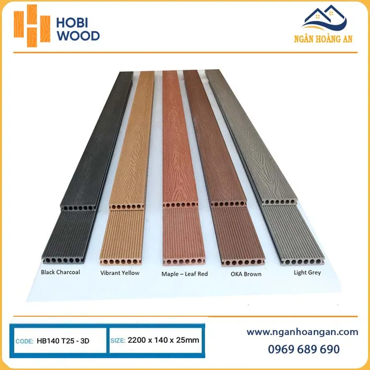 Sàn Gỗ Nhựa Ngoài Trời Hobiwood HB140T25-3D Light Grey